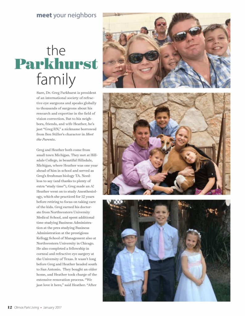 Inside page of the magazine featuring family photos