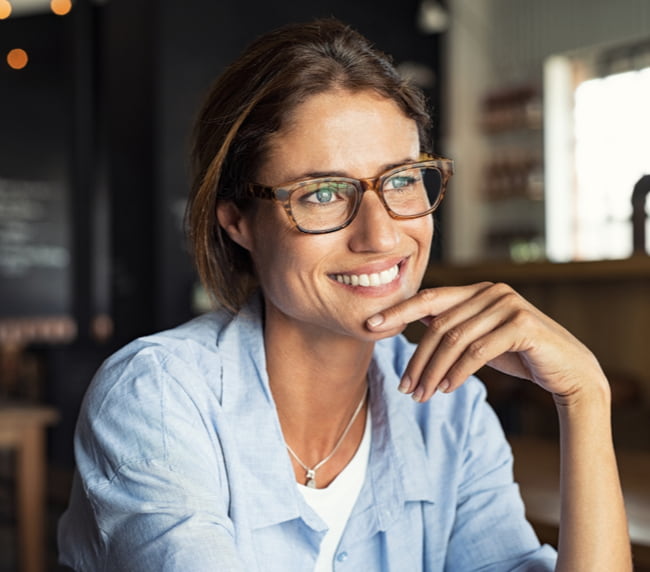 woman wearing glasses